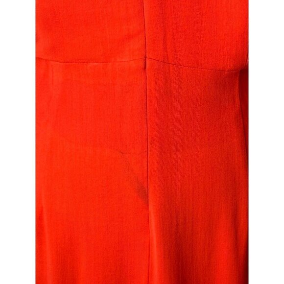 Nicholas Dress Women 10 Red V Neck Gathered Sleeve Fit And Flare Midi - Picture 9 of 12